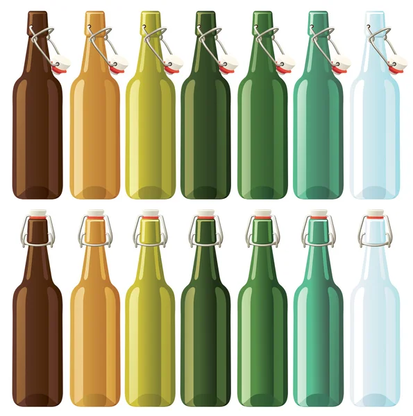 Bottiglie di birra vuote assortite — Vettoriale Stock