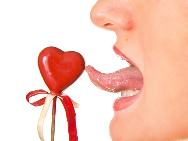 Rotes Herz und rote Zunge — Stockfoto