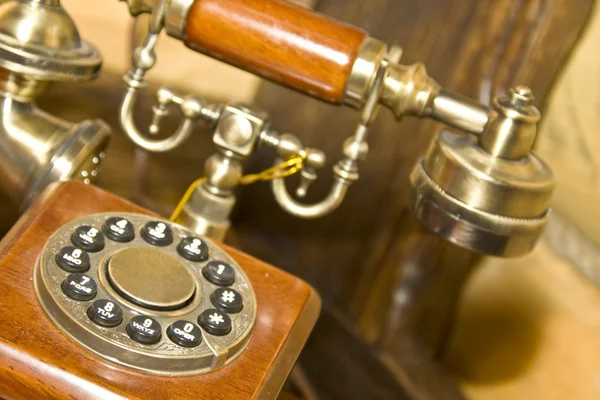Telefon drewniane retro — Zdjęcie stockowe