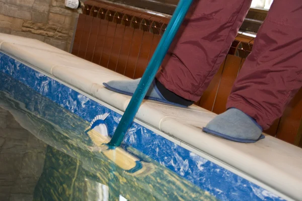 stock image Cleaning a pool