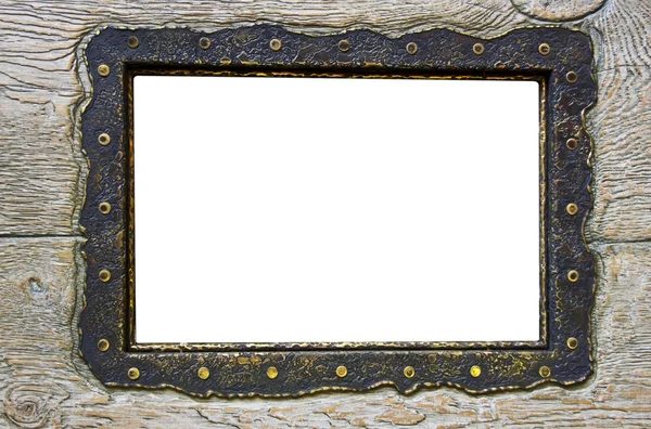 Leeg frame op verouderde houten achtergrond — Stockfoto