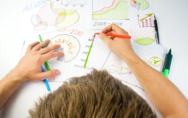 Drawing business diagrams — Stock Photo, Image