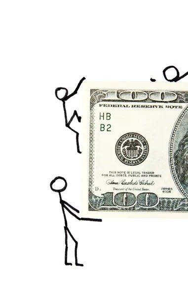 Нарисовал бизнесменов с деньгами — стоковое фото