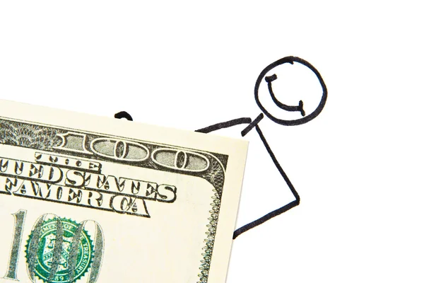 Drawn businessman with money — Stock Photo, Image