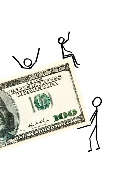 Drawn businessmen with money — Stock Photo, Image