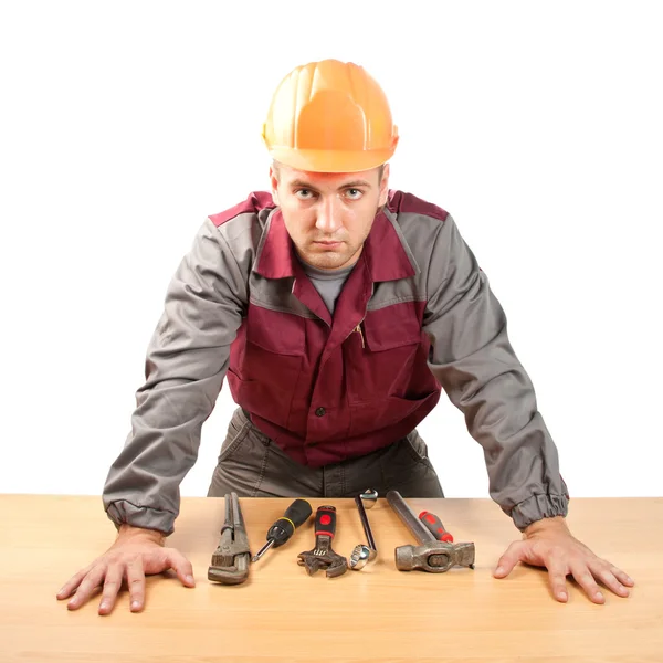 Pracující muž s nástroji — Stock fotografie