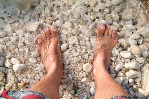 Adamın bacakları seastones üzerinde — Stok fotoğraf