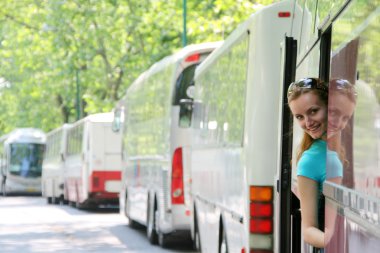 Smiling tourist girl clipart