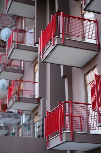Red balconies — Stock Photo, Image