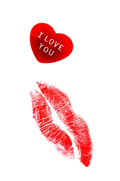 Heart and lipstick kiss — Stock Photo, Image