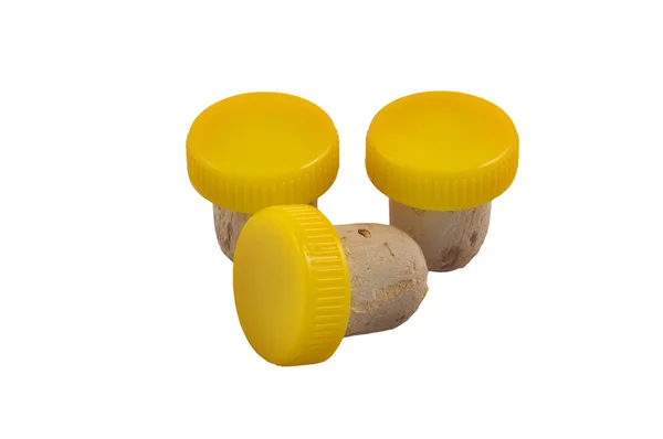 Three yellow corks — Stock Photo, Image