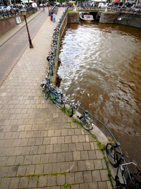 Bicycle parking along the bridge clipart