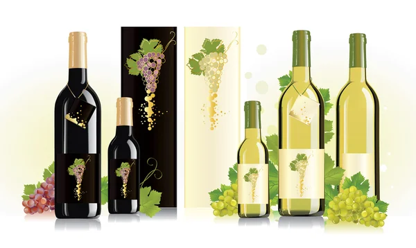Ambalaj tasarımı için beyaz ve kırmızı şaraplar — Stok Vektör