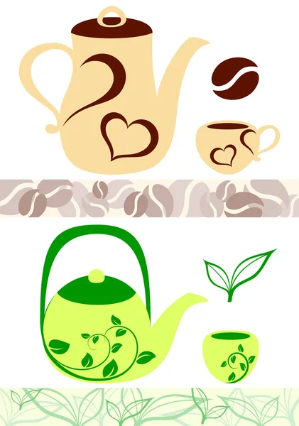 Kahve ve çay resimler — Stok Vektör
