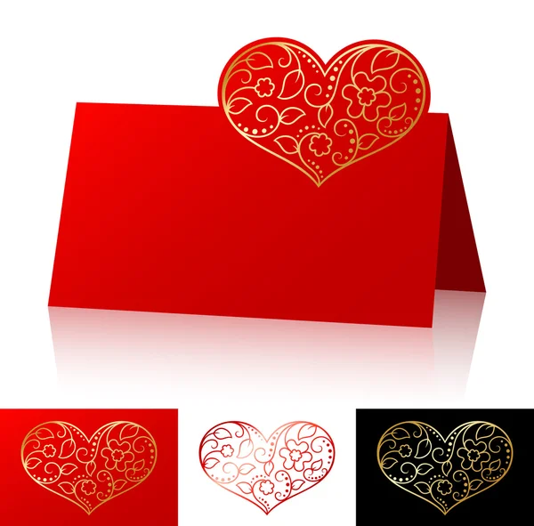 Cartão com coração ornamentado assimétrico — Vetor de Stock