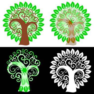 Abstract swirly trees clipart