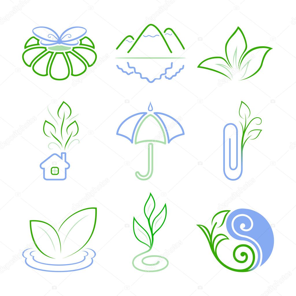 Nature icons. Abstract icons or logos. Vector
