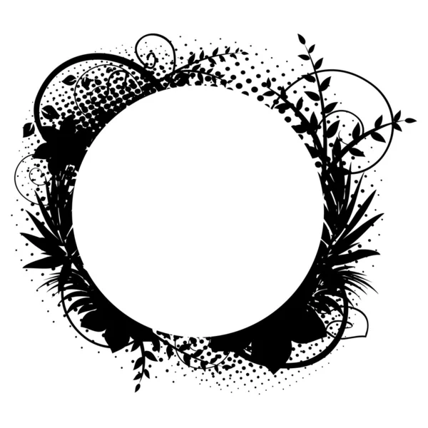 Marco circular con decoraciones florales 2 — Vector de stock
