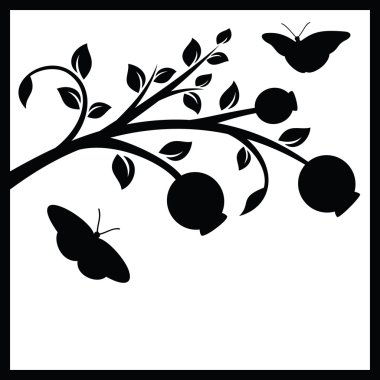 Tree branch and butterflies clipart