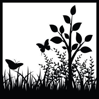 Small tree and butterflies clipart