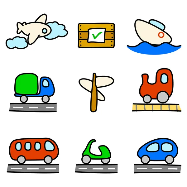 Vervoer pictogrammen (kleurvariatie) — Stockvector