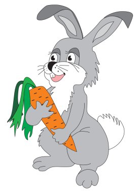 Hare with a carrot clipart