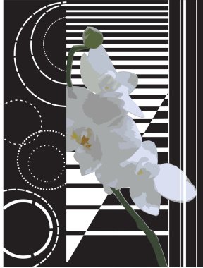 Orchid on a striped background. clipart