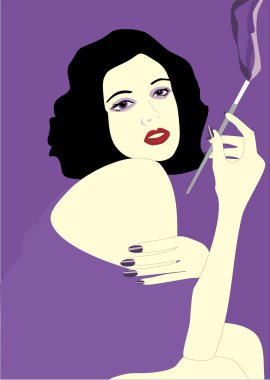 The girl with a gmoking cigarette clipart