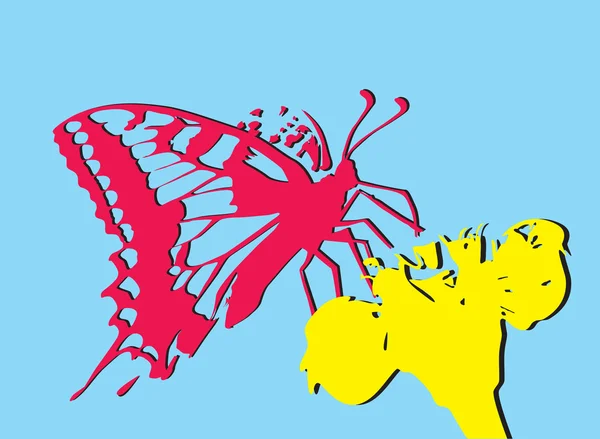 La mariposa pulga a una flor — Vector de stock