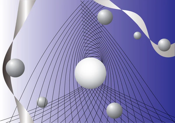 Létající koule a pásky v prostoru — Stockový vektor