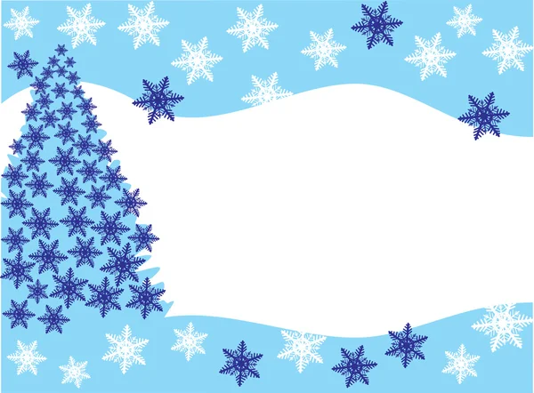Päls-julgran i snöflingor på snö — Stock vektor