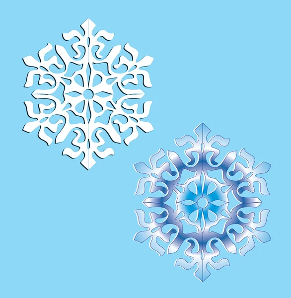 Deux flocons de neige en cristal . — Image vectorielle