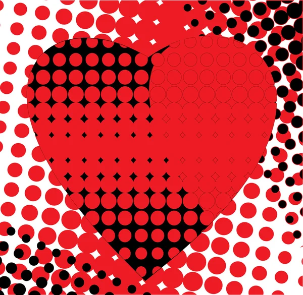 Červené srdce je černá — Stockový vektor