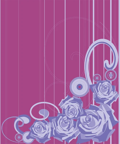 ストリップの紫色の背景にバラ — ストックベクタ