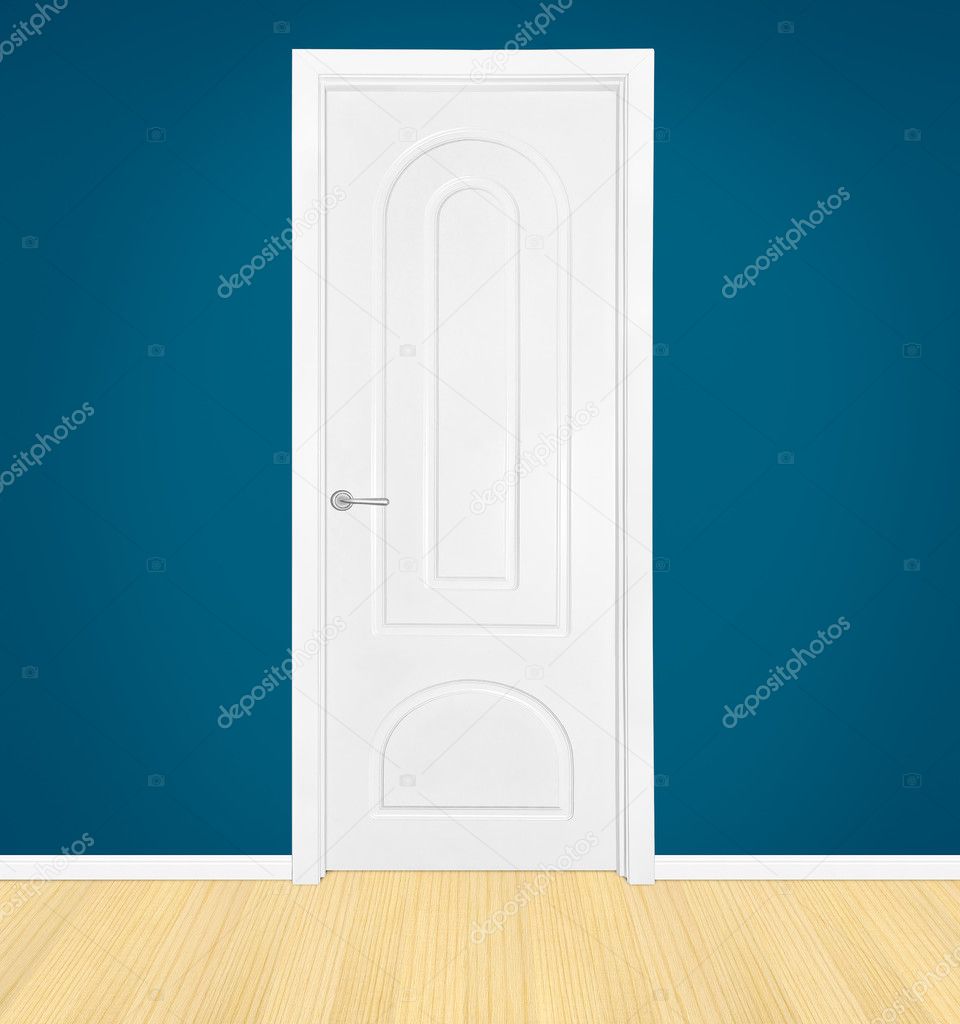 Closed white door