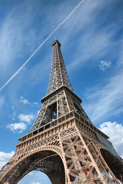 Dramatic view of Eiffel Tower (Paris, France)