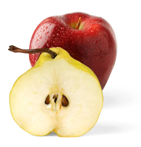 Яблоко и половина груши — стоковое фото