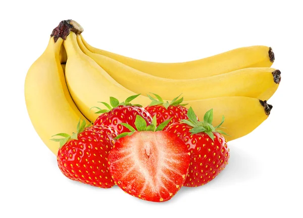 Banany i truskawki — Zdjęcie stockowe