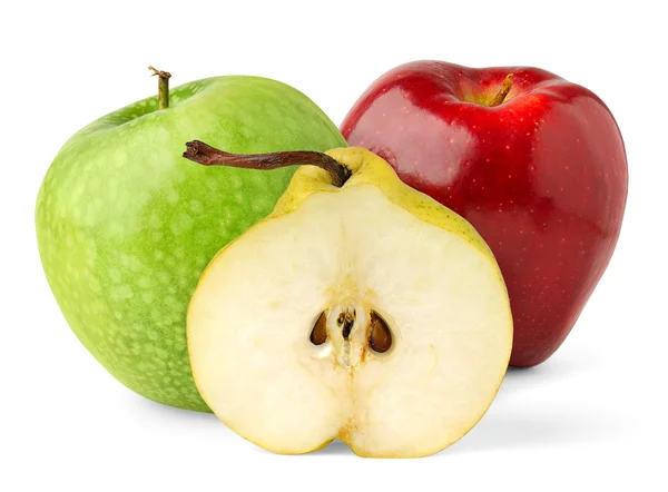 De helft van peren en appels — Stockfoto