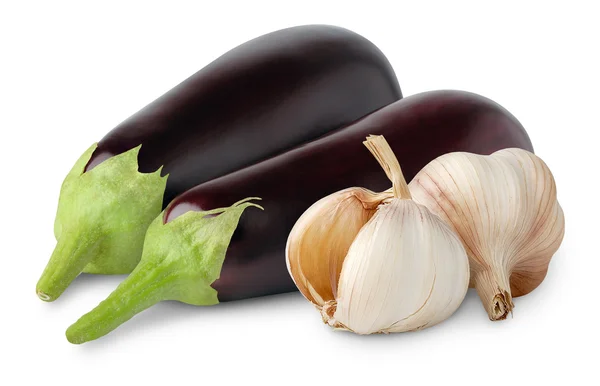 Eggplants and garlic — Stock Photo, Image