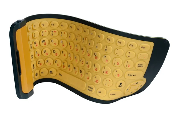 Tastatura cauciuc galben flexibil — Fotografie, imagine de stoc