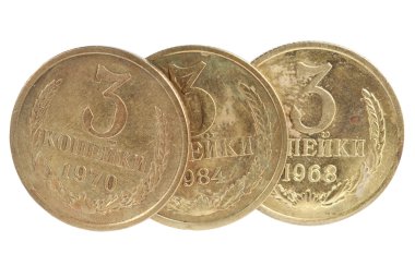 Three copper russian coins clipart