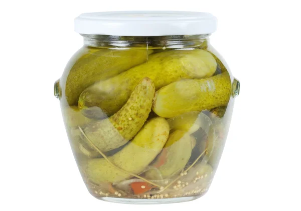 Bank of pickled cucumbers — Stock Photo, Image