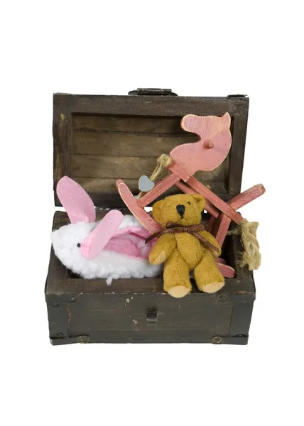Zabawki drewniane klatki piersiowej — Zdjęcie stockowe