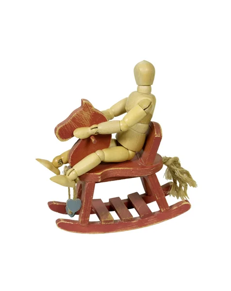 Riding a Painted Rocking Horse — Stock Photo, Image
