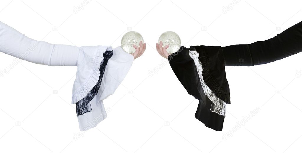 White and black gothic lace and crystal ball