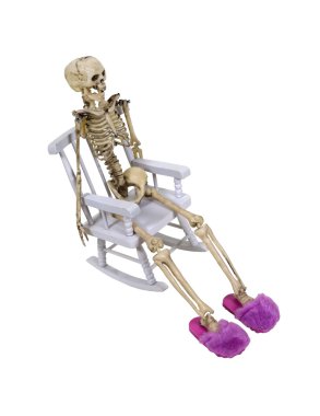 Skeleton relaxing with slippers clipart