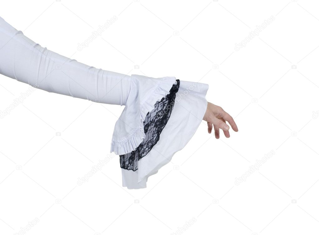 Graceful hand in gothic white lace