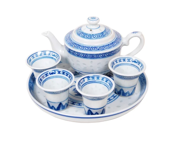 Tee-Set aus blauem Porzellan — Stockfoto