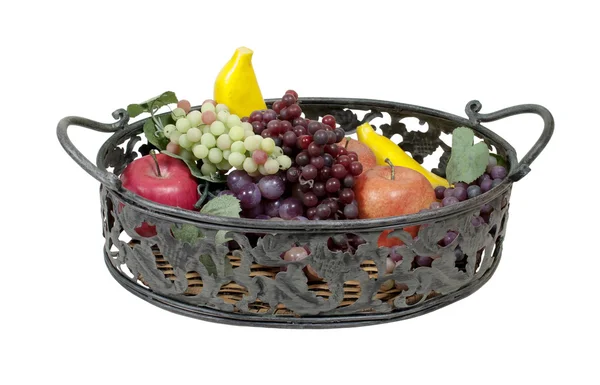 Blechschale gefüllt mit Früchten — Stockfoto